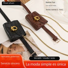 La nueva versión coreana está llena de cinturones de cintura de moda para mujeres de ocio cocodrilo estampado en piedra cadena de bolsos pequeños