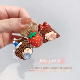 Coreano INS Cartoon Strawberry Bear GRIP Creative soft Sister Summer Colorful Lovely hair GRIP soft Shark clip hair Decoration