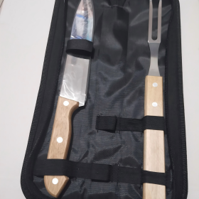 KJ uno 22, dos juegos de mango de roble en bolsa de tela
