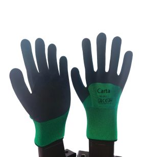 Guantes espumosos de seguro laboral resistentes al desgaste, antideslizantes, guantes sumergidos en pegamento, verdes y negros