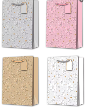 Bolsa de regalo de bolsa de papel de bronceado cóncava y convexa bolsa de regalo de impresión de Flores rotas bolsa de mano 5305 pequeña