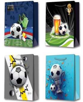 Bolsa de regalo de bolsa de papel bronceado 3D bolsa de regalo de patrón de fútbol bolsa de mano 3301 tamaño medio