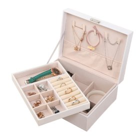 23 * 17 * 9cm caja de joyería multifuncional de doble capa grande y Antigua c108